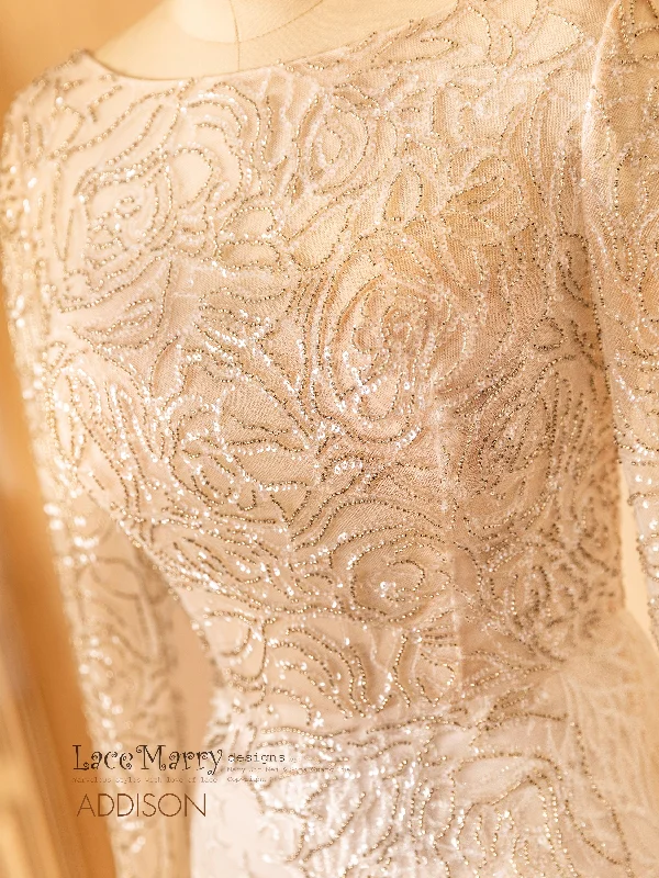 Clearance Items ADDISON / Abstract Pattern Wedding Dress with All Over Spark