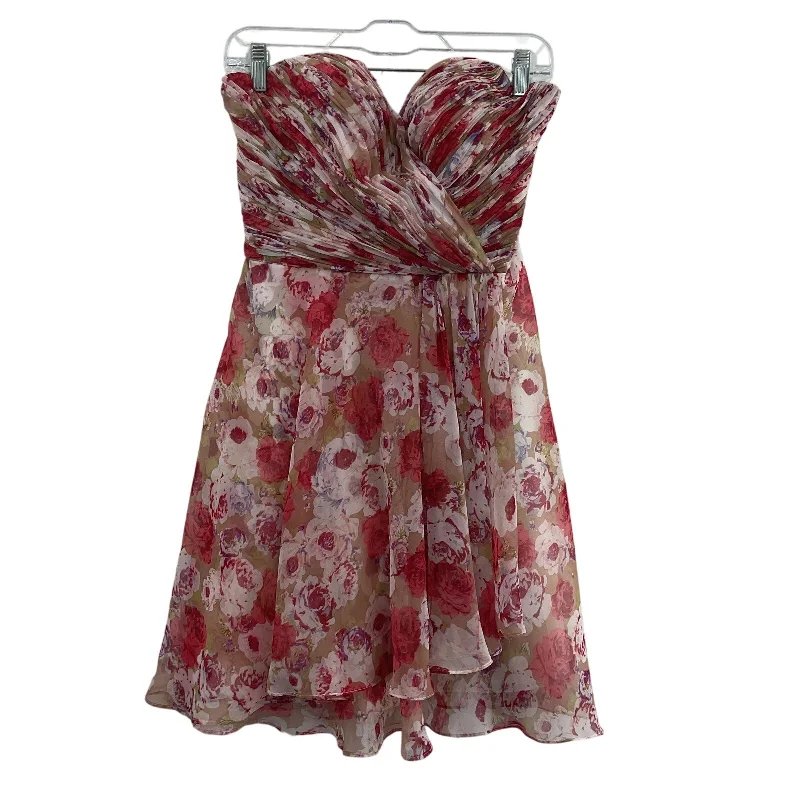 Closeout Allure Bridals Red & Pink Floral Women's Midi A-Line Dress Size 10 Preowned Closeout Allure Bridals Red & Pink Floral Women's Midi A-Line Dress Size 10 Preowned