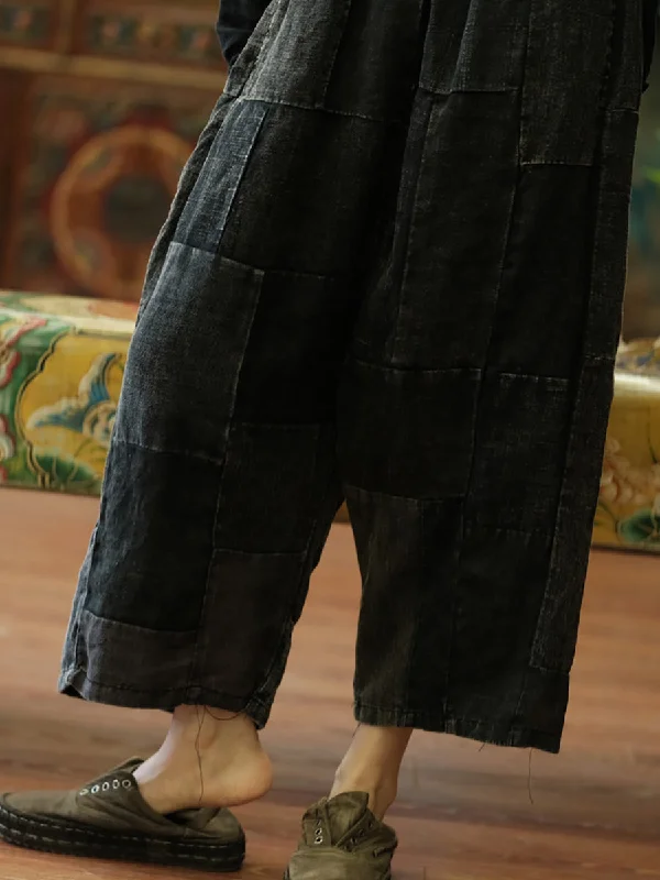 Daily Deals Women Vintage Spliced Summer Wide-leg Pants TY1010