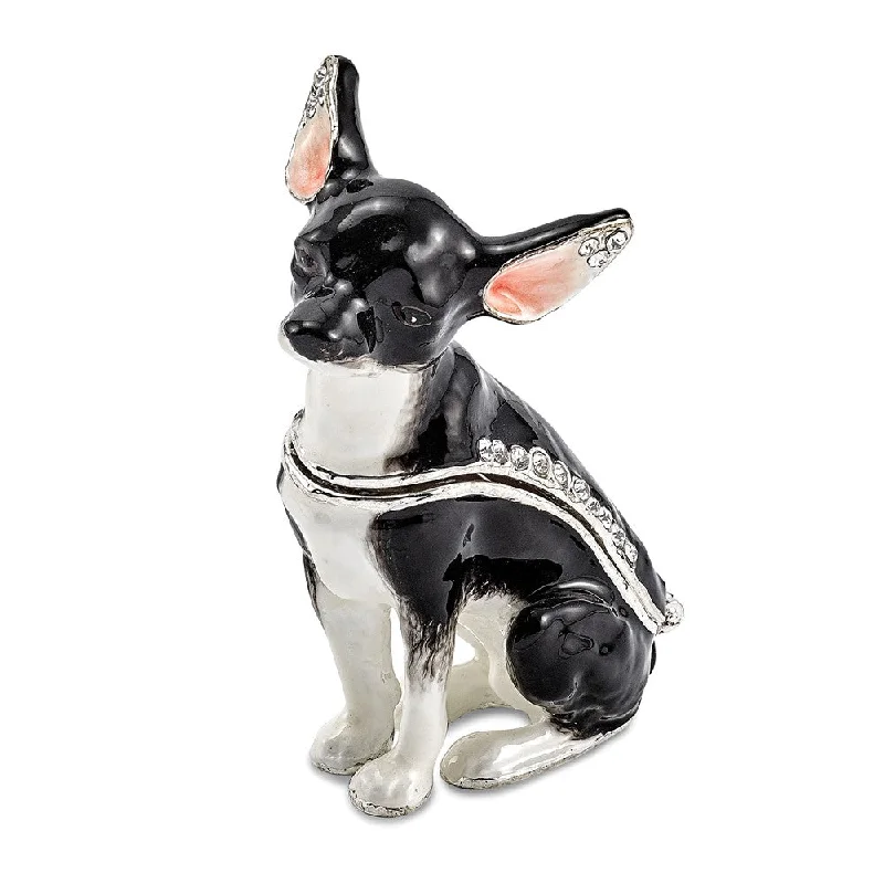 Savings Galore Lux by Jere Bejeweled LEO Black & White Chihuahua Trinket Box
