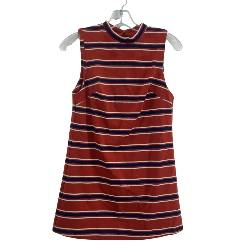 Discount Deals Cooperative Burnt Orange Blue Striped Women Mod Gogo Sheath Dress XS Preowned