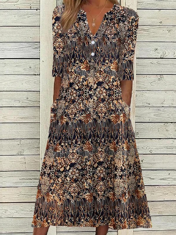 Factory Direct Sale Women's Ethnic V Neck Ethnic Dress AT10066
