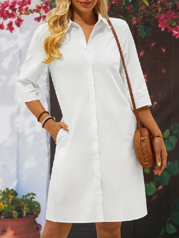 Deep Discounts Cotton And Linen Loose Linen Plain Dress  QM97