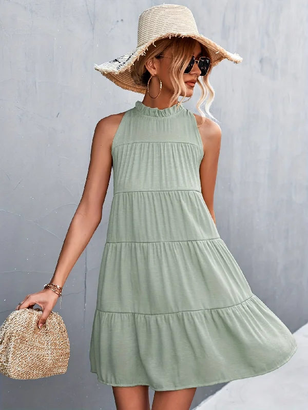Big Discounts Women's Dresses Sleeveless Halter Loose A-Line Dress AE1017