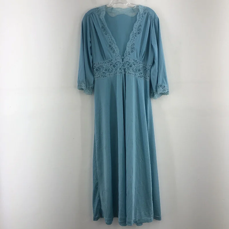 Bonus Savings VTG D'oro Blue Lace V Neck Button Up LS House Robe Nightgown Women Size 42 Bonus Savings VTG D'oro Blue Lace V Neck Button Up LS House Robe Nightgown Women Size 42