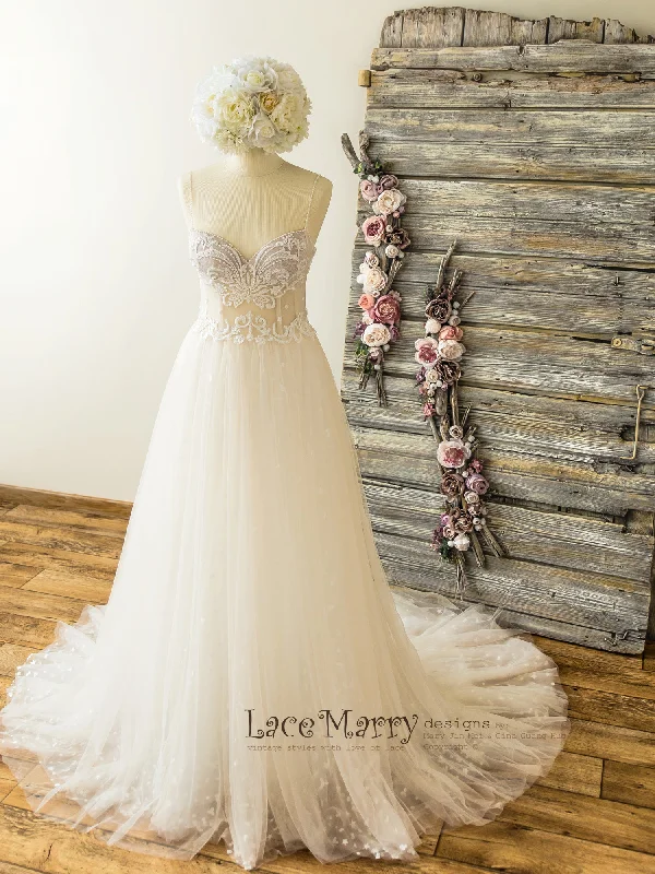 The Best Prices Beautiful Summer Wedding Dress with Beaded Swirl Lace
