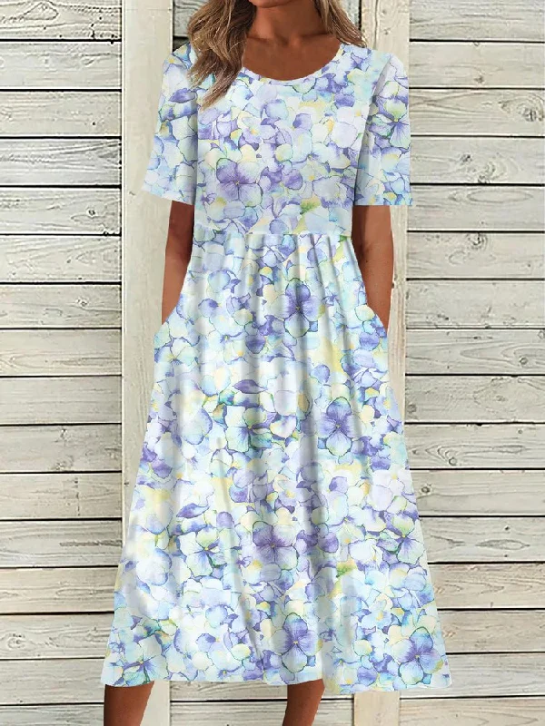 Crazy Deals Floral Short Sleeve Woven Dress  QA41