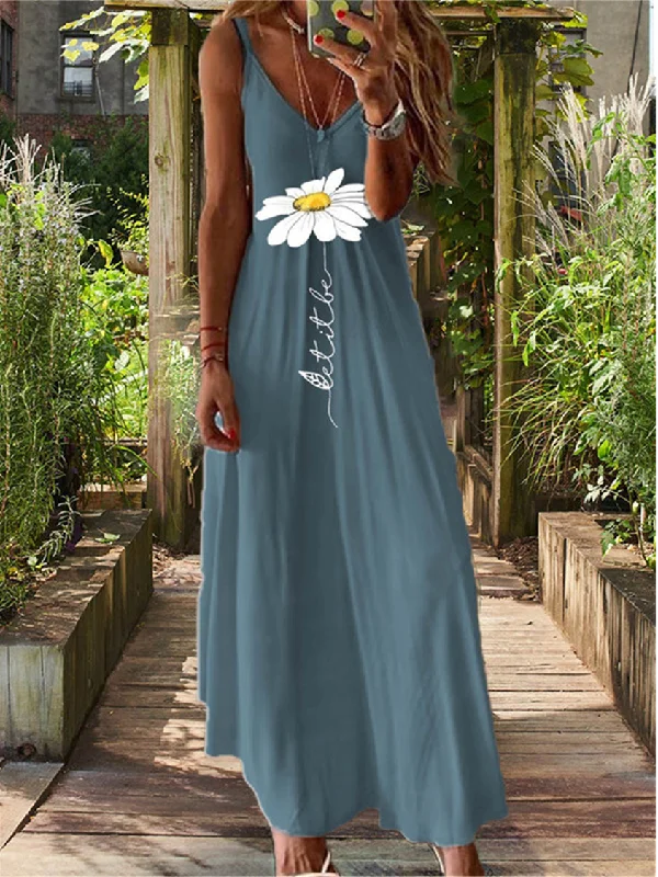Weekend Deal Floral Loose Vacation V Neck Dress CC35