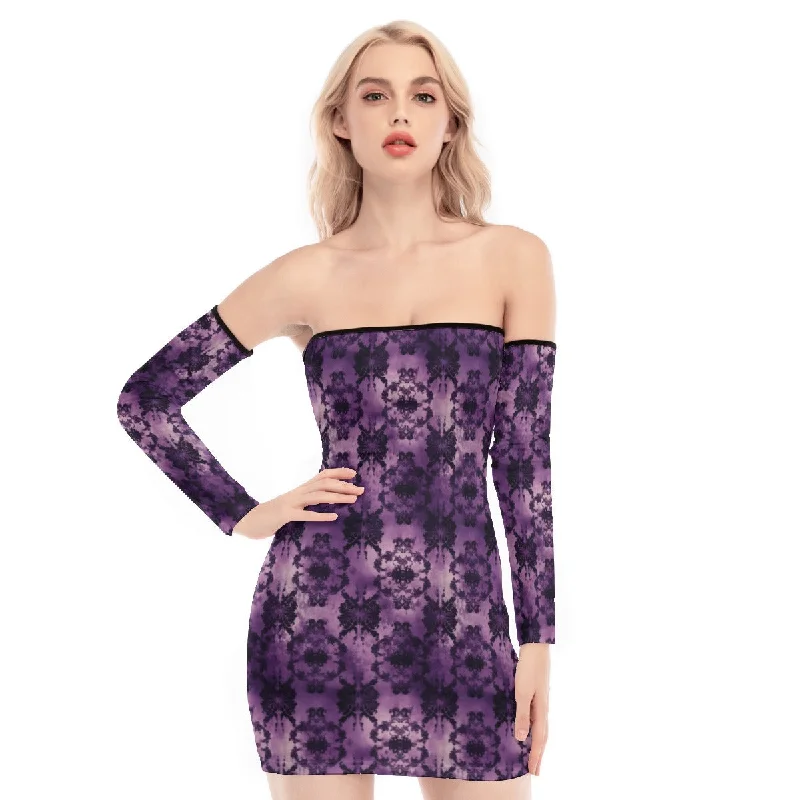 Hurry In Purple Design Off-shoulder Back Lace-up Dress