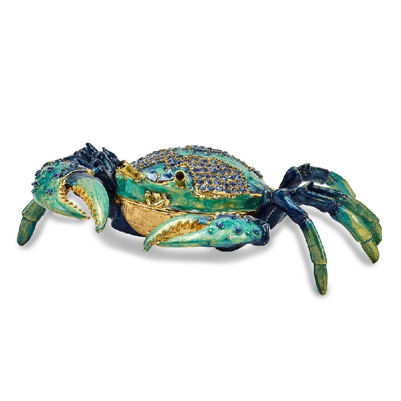 Sneak Peek Sale Bejeweled Blue Crab Trinket Box with Charm Pendant