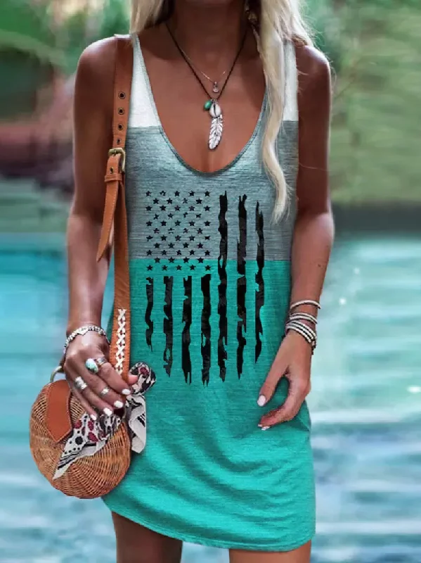 Act Now Loose Casual V Neck Geometric Dress AA40