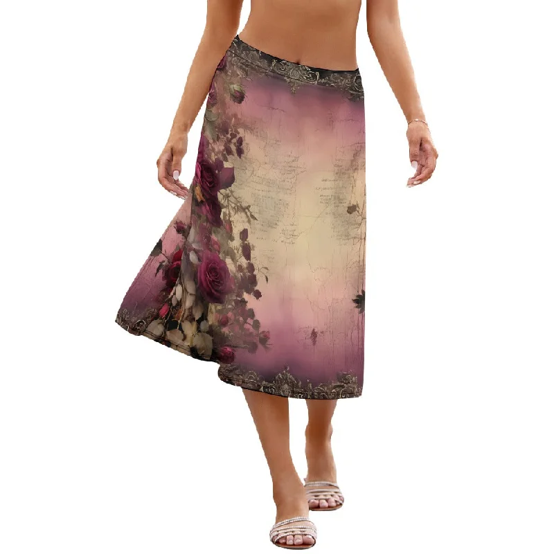 Final Sale Gothic Pattern And Roses Skirt