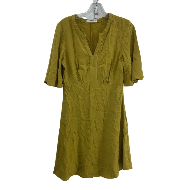 Special Discount Mango Women's Dark Yellow Midi A-Line Dress, Size 4, Viscose, Preowned