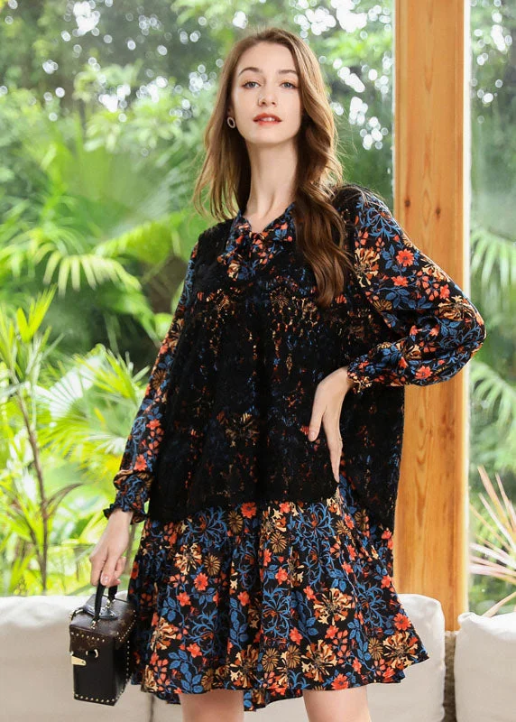 Super Deal Style Black V Neck Print Chiffon Shirt Dress And Vest Two Piece Set Spring LY0250 Super Deal Style Black V Neck Print Chiffon Shirt Dress And Vest Two Piece Set Spring LY0250