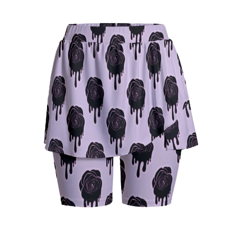 Midnight Sale Dripping Black Roses Women's Sports Skorts