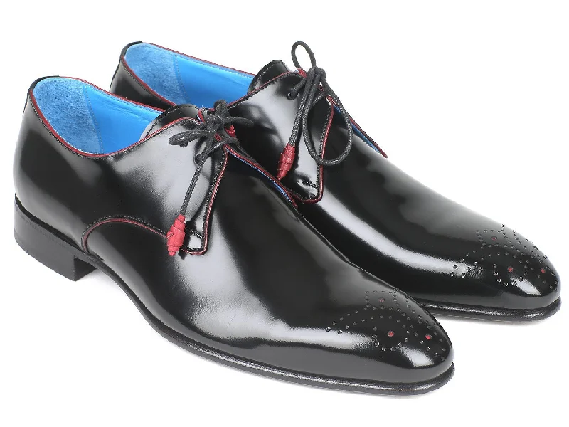 Overstock Paul Parkman Medallion Toe Black Derby Shoes (ID#54RG88)