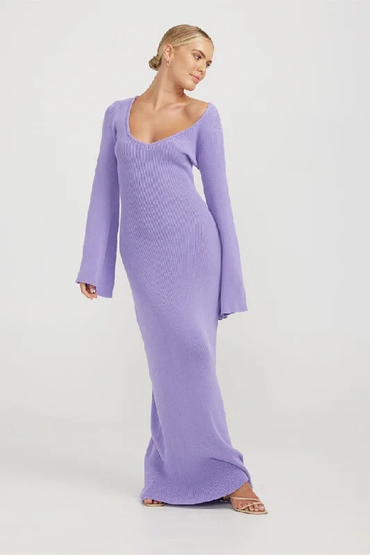 Huge Discounts Charlie Holiday Matilda Knit Maxi Dress Lilac