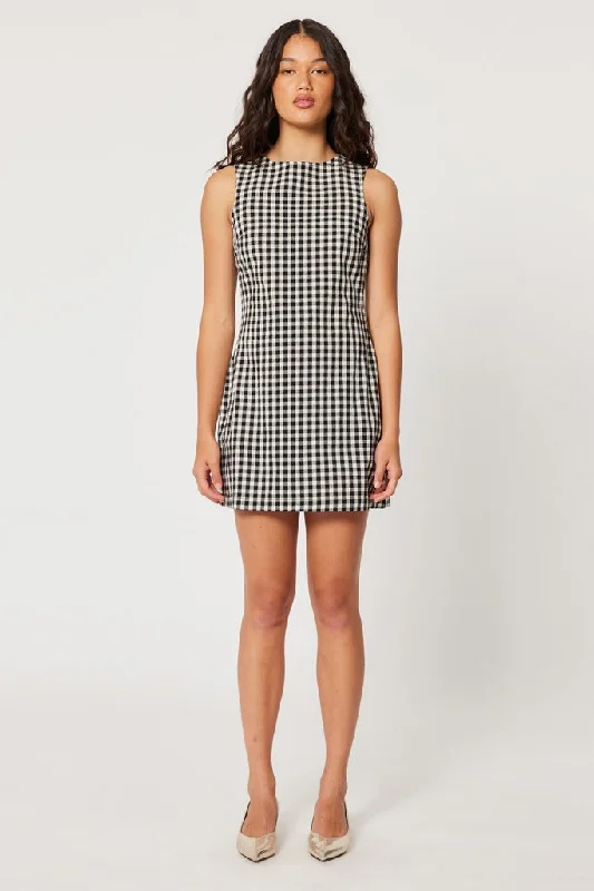 Crazy Deals Rollas Shift Dress Gingham Black