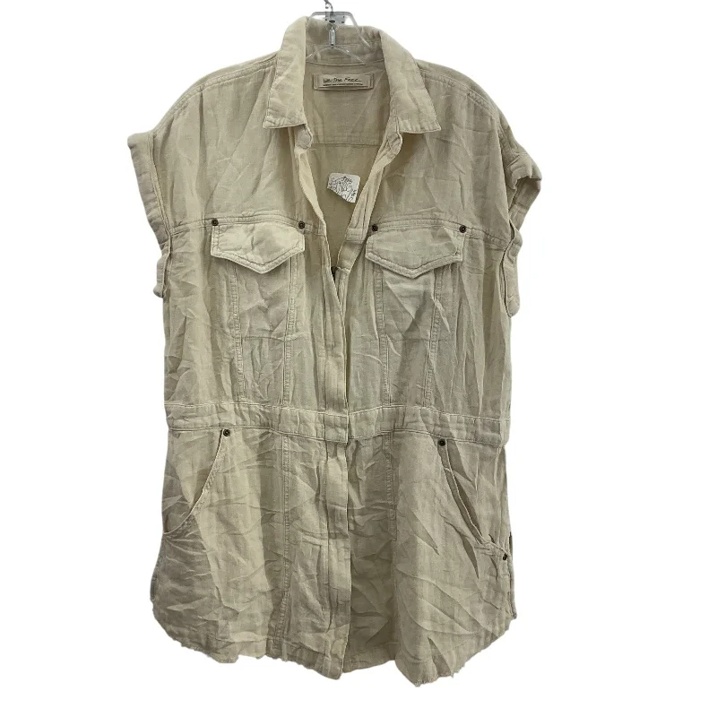 Can't Miss We The Free Women's Zip Front Tunic Style Cream Linen Shirt Dress, M, NWT Can't Miss We The Free Women's Zip Front Tunic Style Cream Linen Shirt Dress, M, NWT