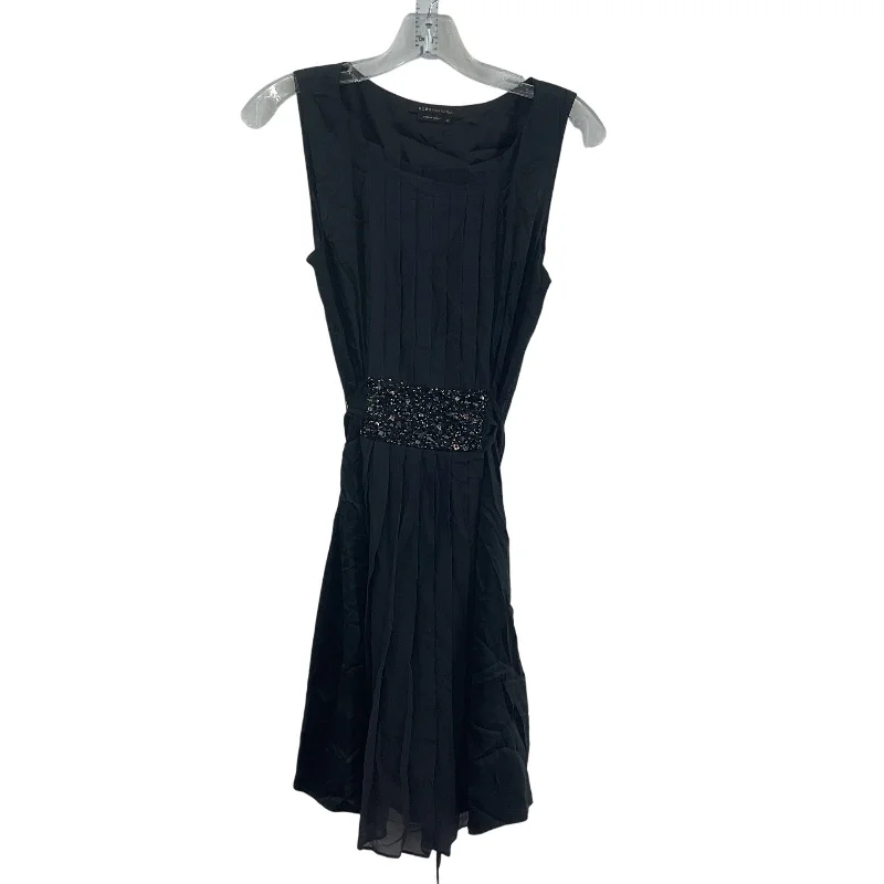 Buy More, Save More BCBGMAXAZRIA Embellished Pleat Women Black Silk Midi Sheath Dress Sz 2 Preowned