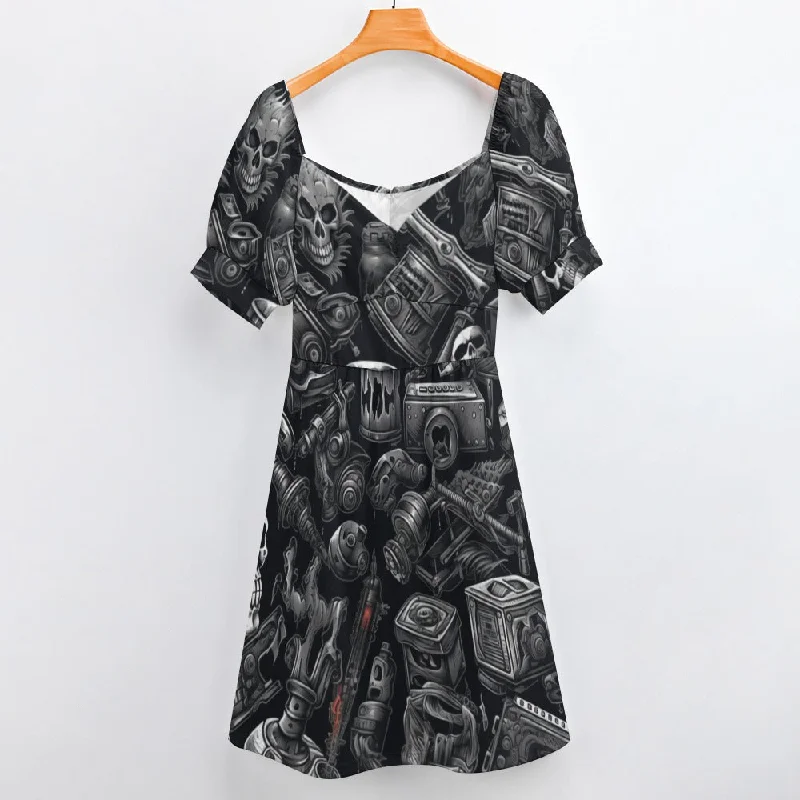 Low Prices Heavy Metal And Skulls Pattern Sweetheart Dress