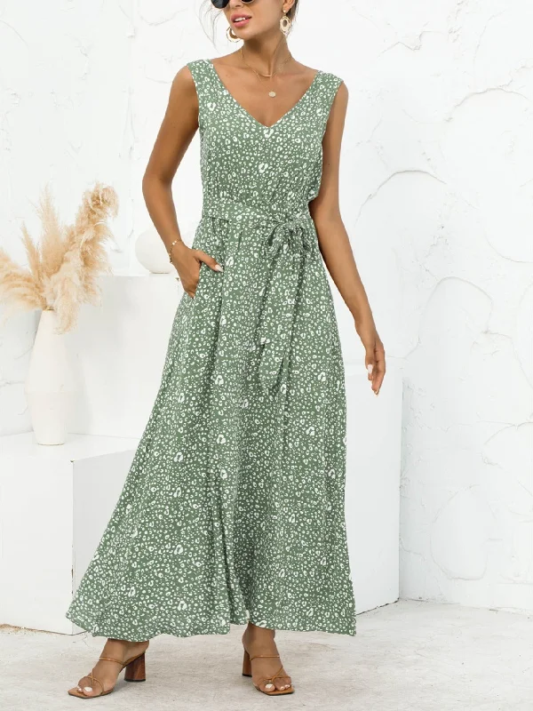 Final Markdown Women's Dresses V Neck Floral Print Maxi Dresses AE1010