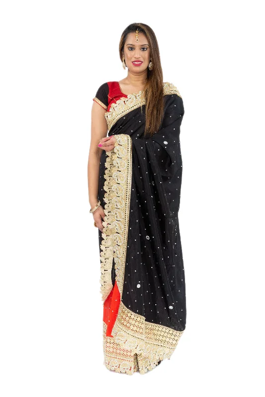 Blowout Sale Sparkling Endless Galaxy Pre-Pleated Sari