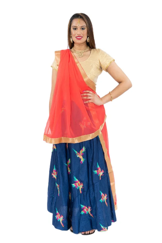 Must-Have Deals Charming Floris Blue and Orange Lehenga- SNT11079