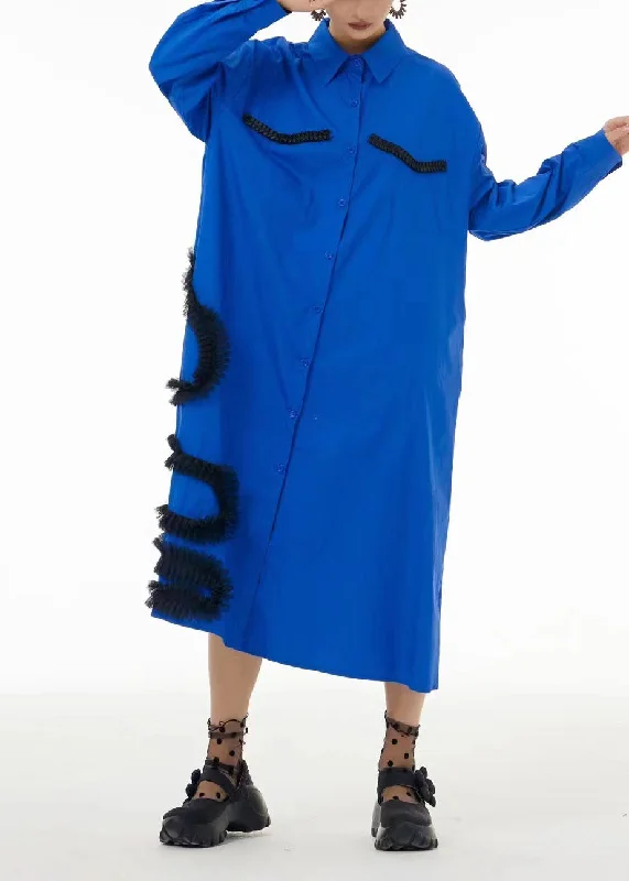 Overstock Sale Fashion Black Oversized Patchwork Wrinkled Cotton Shirt Dress Spring LC0103