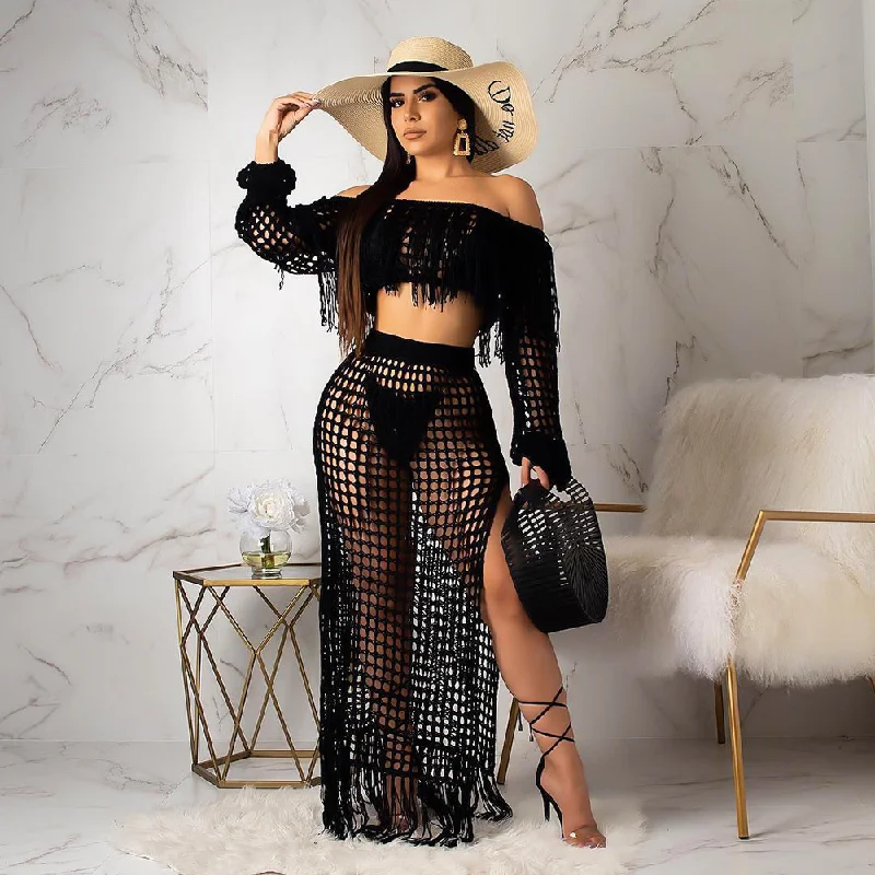 Lowest Price Women's Summer Beach Two-Piece Long Dress With Tassels