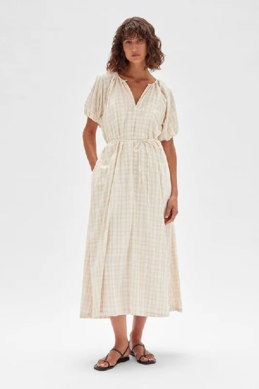 Midnight Madness Assembly Dillan Maxi Dress Stone Check