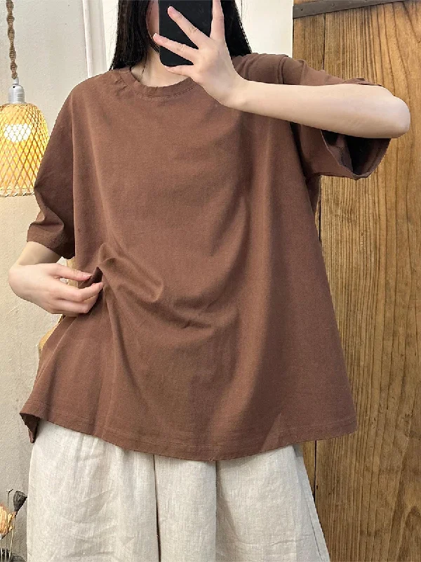 Blowout Sale Women Summer Casual Solid Cotton Shirt TY1027