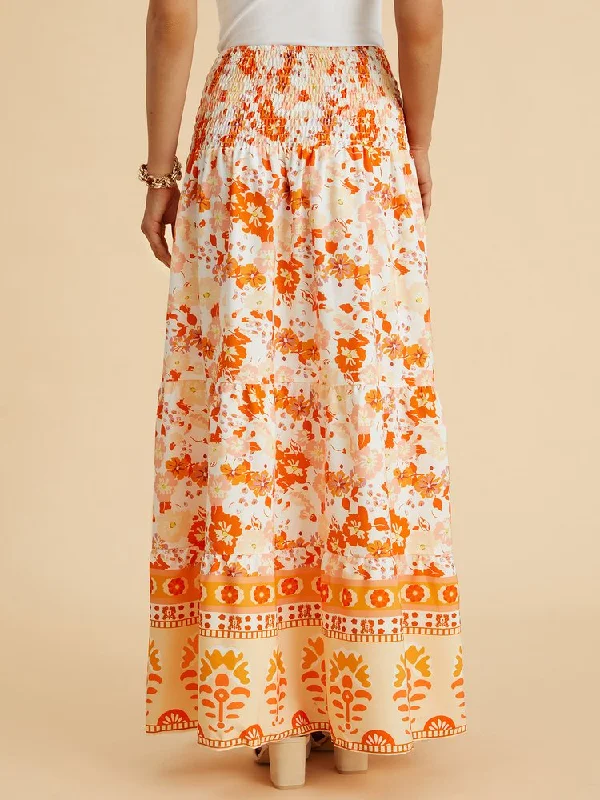 Price Drop Holiday Floral Print Casual Skirt  QS108