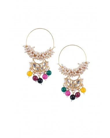 Limited Time Pearl And Kundan Hoops - MRR212