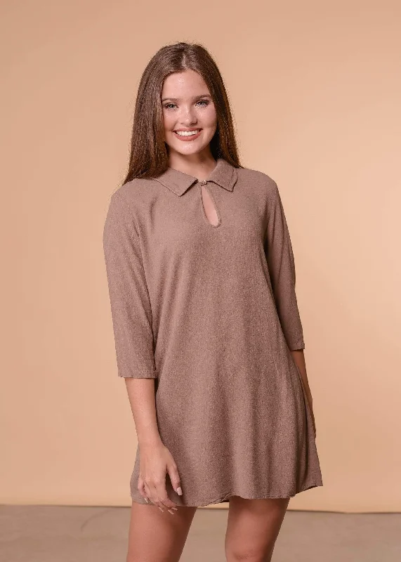 Special Savings Mocha 3 / 4 Sleeve Shift dress