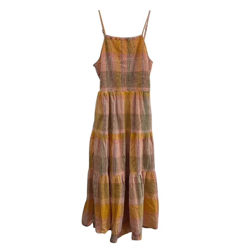 Early Access Universal Thread Orange/Pink Women's Plaid Cotton Linen Sundress, M, Preowned Early Access Universal Thread Orange/Pink Women's Plaid Cotton Linen Sundress, M, Preowned