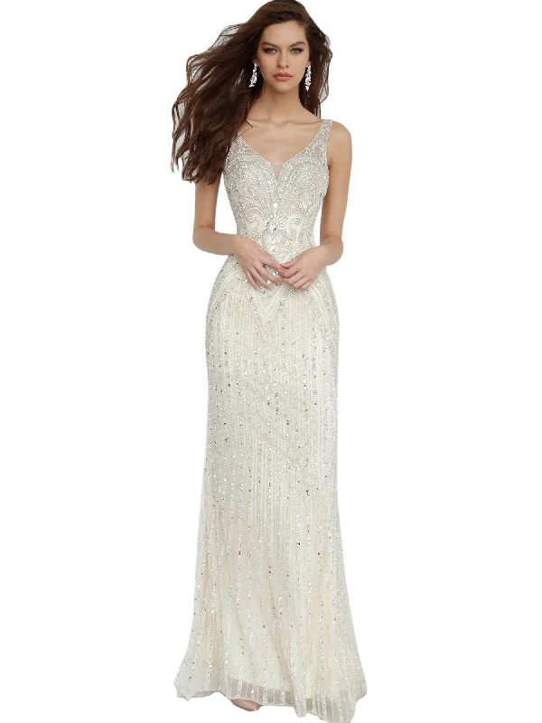 New Arrival Jovani Champagne Fitted Embellished Sleeveless Dress