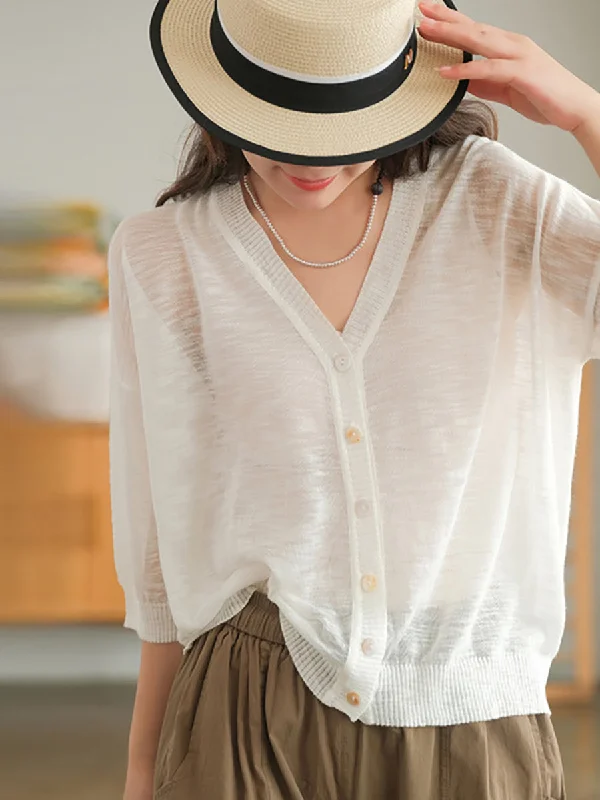 Best Seller Plus Size Women Summer V-Neck Casual Loose Knit Shirt CC053
