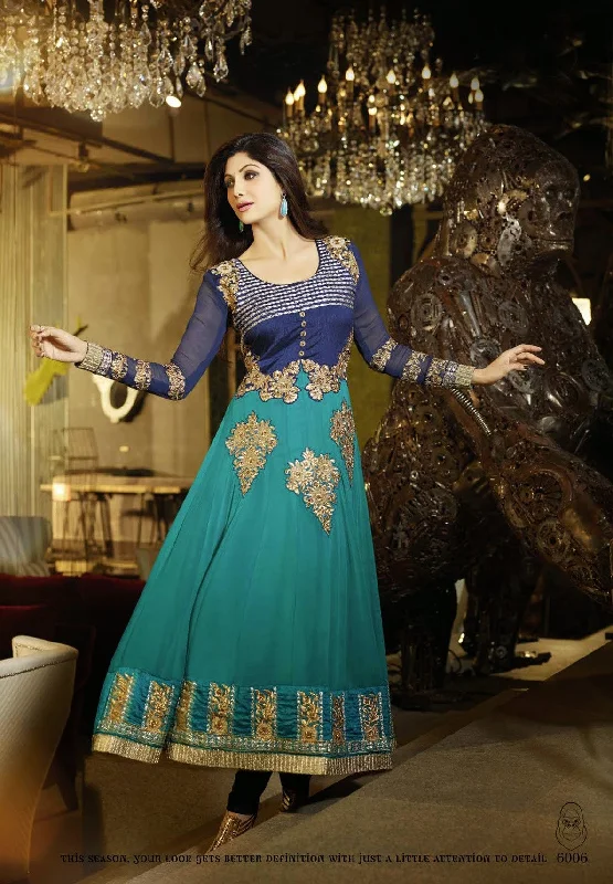 Special Price Gorgeous Long Blue Anarkali by Shilpa Shetty (6006)