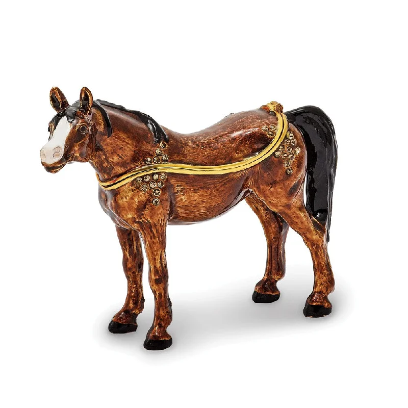 Buy Now Bejeweled Brown Horse Trinket Box with Charm Pendant