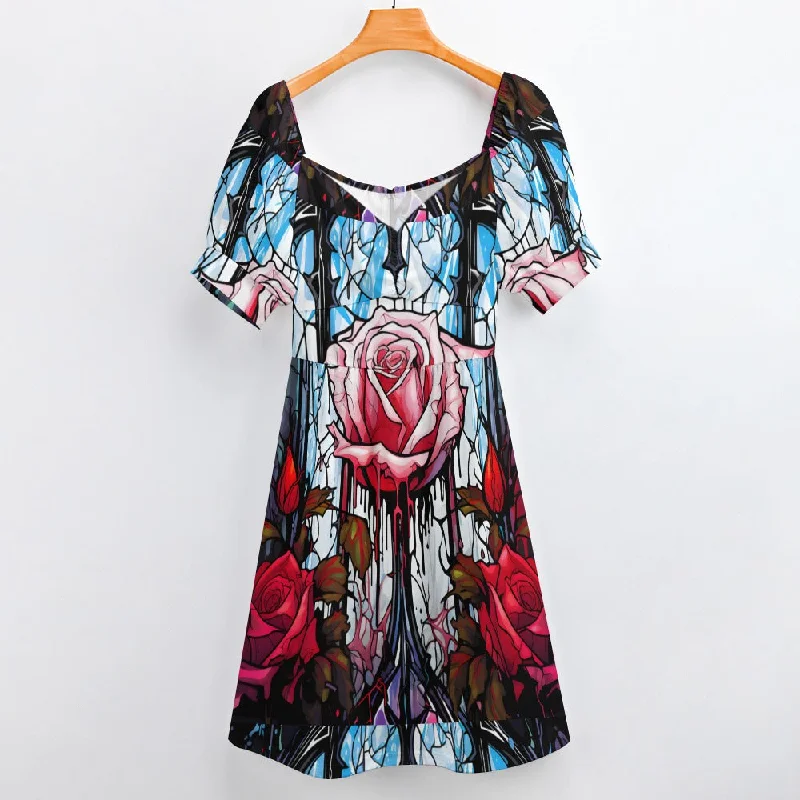 One-DAY Sale Stain Glass Rose Sweetheart Dress