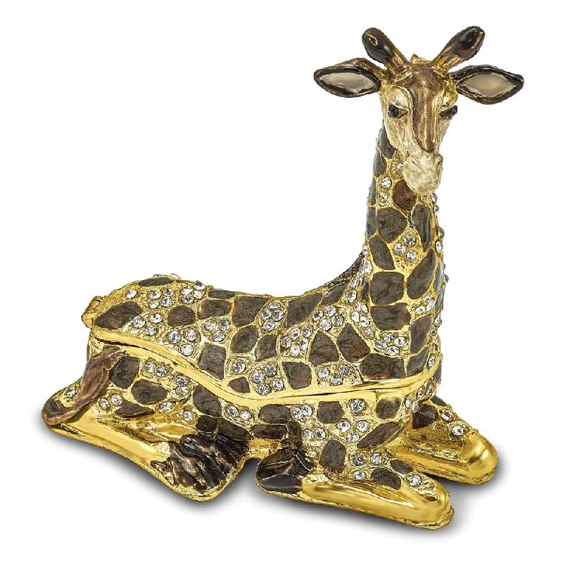 Epic Deals Bejeweled Lazy Giraffe Trinket Box with Charm Pendant