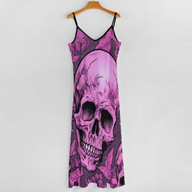 Online Only Pink Skull Sling Ankle Long Dress