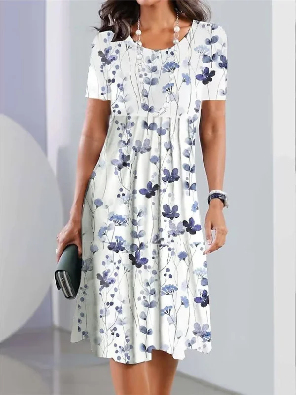 Bargain Prices Loose Cotton Casual Floral Dress  WE109