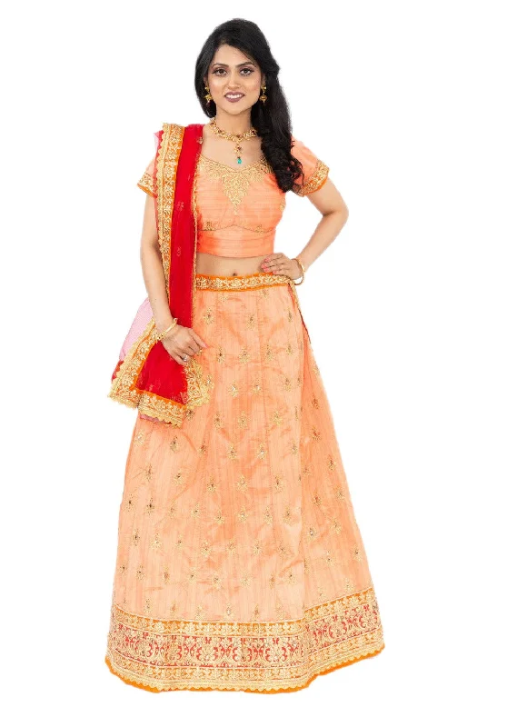 New Markdowns Majestic Peach and Red Gorgeous Lehenga -SNT11029