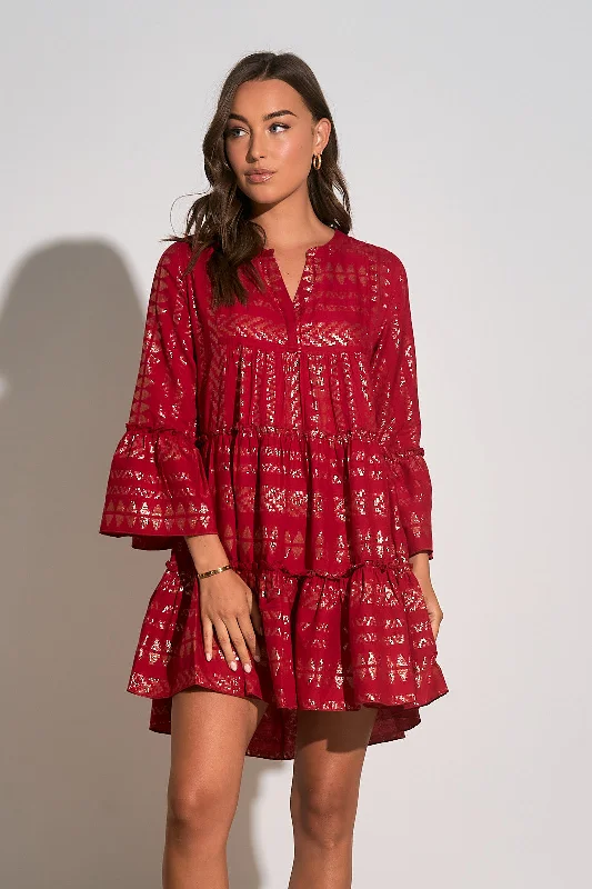 Deal Alert Ruby Gold Arrow A-Line Dress