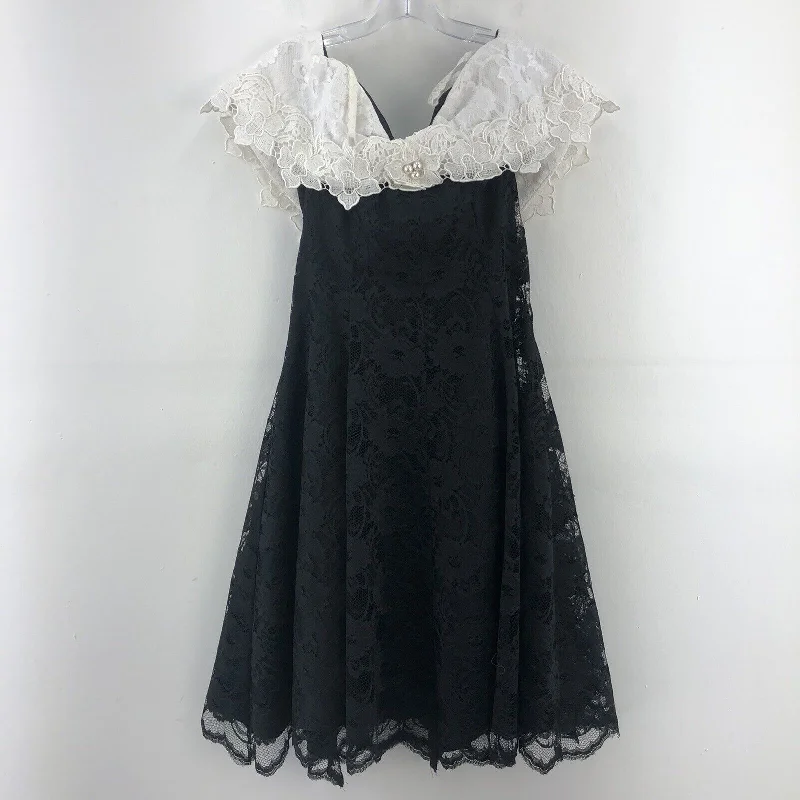 Super Savings VTG Cachet by Bari Protas Black Lace Floral Trim SS Midi Dress Women Size 11/12