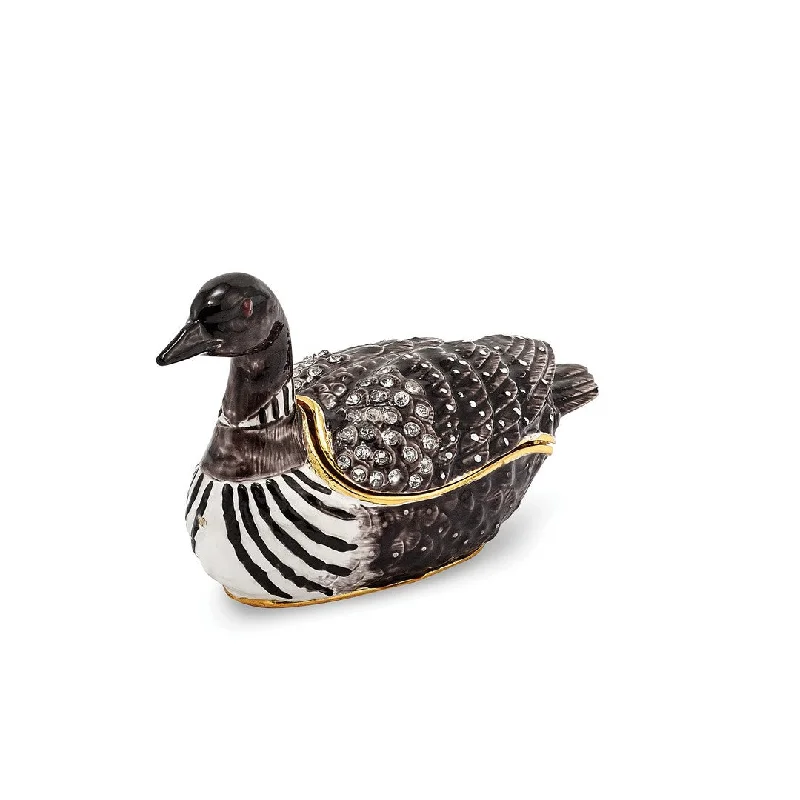 Bargain Prices Bejeweled Loon Duck Trinket Box with Charm Pendant