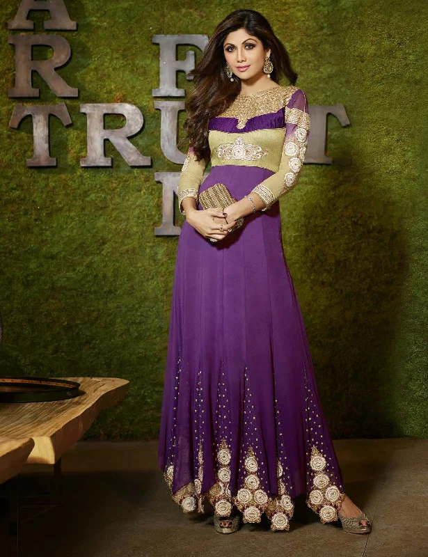 Markdowns Gorgeous Long Purple Anarkali by Shilpa Shetty (6003)