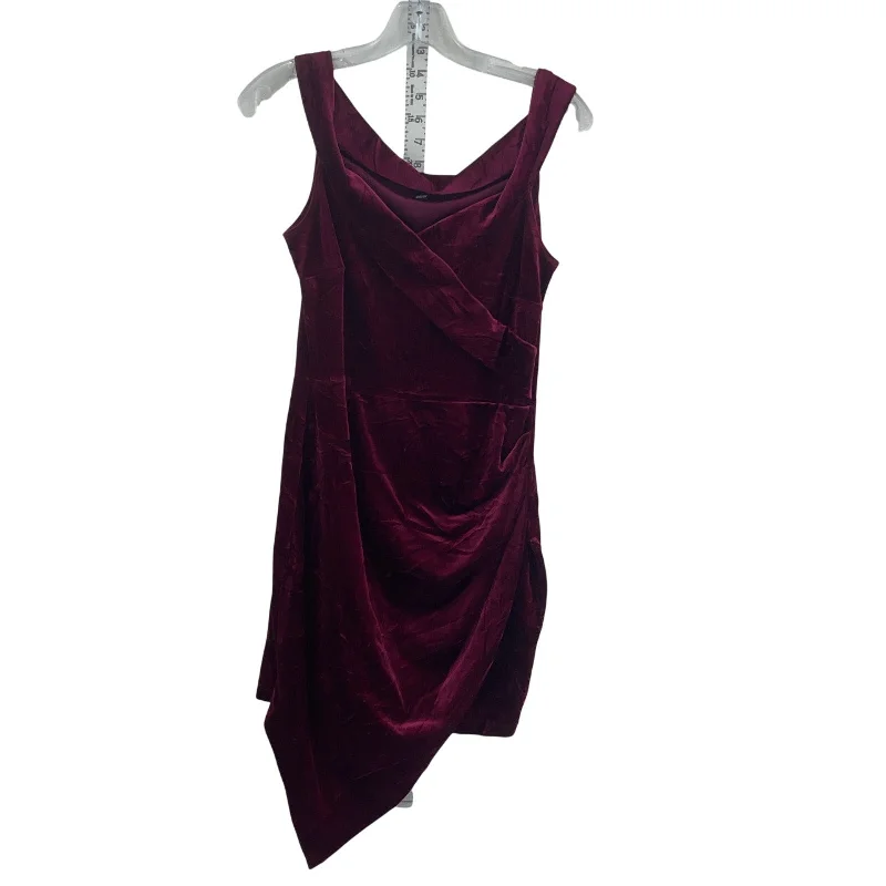 Weekend Deal Windsor Women's Dark Red Velvet Midi A-Line Tank Dress L Assymetrical Preowned
